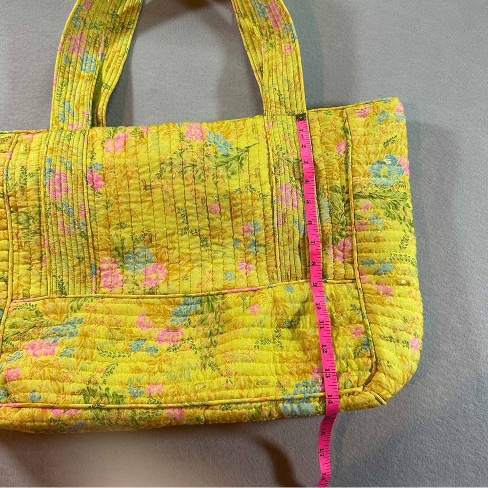 Anthropologie Sissel Edelbo Yellow Quilted Floral Tote - Picture 3 of 16